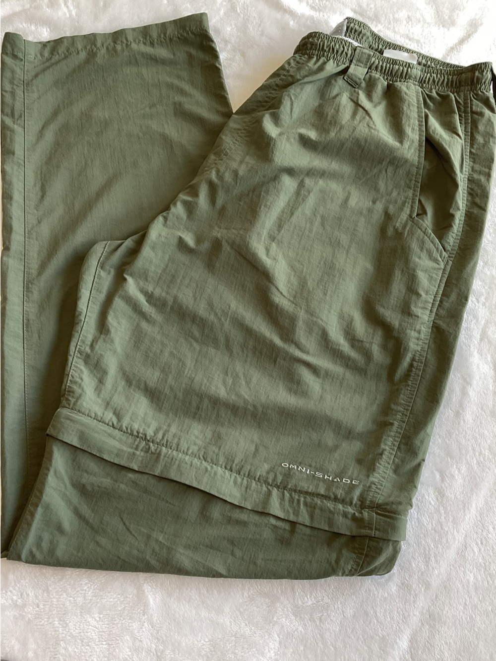 Columbia Men’s PFG Omni-Shade Convertible Pants Elastic Waist Pull-On 32